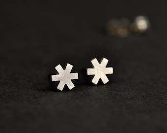 Sterling Silver Asterisk * Sign Stud Earrings
