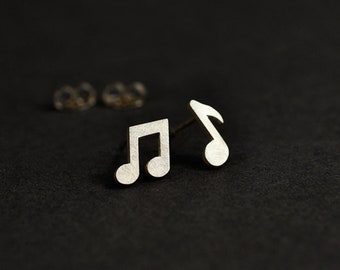 Sterling Silver Music Note Stud Earrings