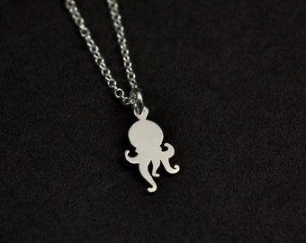 Silver or Gold Little Octopus Necklace