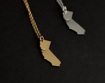 Silver or Gold Little Hand-Saw LOVE California Necklace