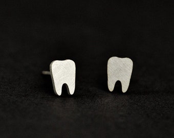 Sterling Silver Teeth Stud Earrings