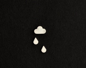 Sterling Silver Tiny Cloud & Rain Drops Stud Earrings