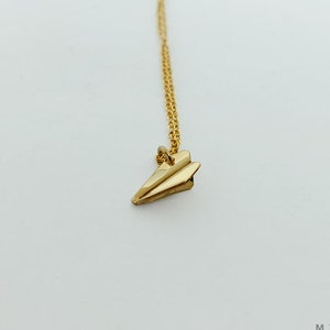 Mini / The Original Handfolded Paper Airplane Necklace / Gold