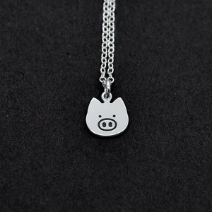 Silver or Gold Pig Head Necklace