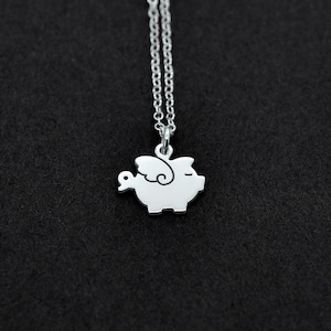 Silver or Gold Flying Pig Necklace