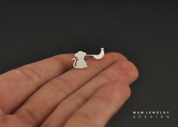 Orecchini pendenti a forma di scimmia in argento sterling - Italia