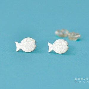 Sterling Fish and Bubbles Stud Earrings Set image 2