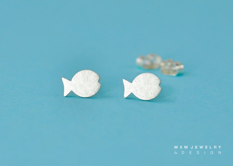 Sterling Fish and Bubbles Stud Earrings Set image 2