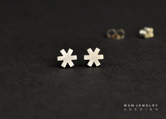 Sterling Silver Asterisk * Sign Stud Earrings - Etsy
