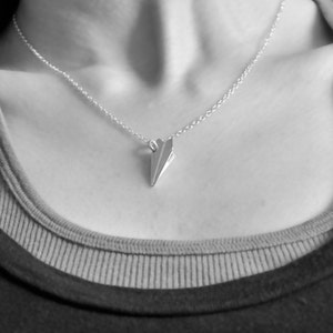 Medium / The Original HandFolded Paper Airplane Fold Bottom Necklace image 2