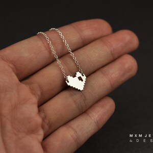 Silver or Gold Little Pixelated Heart Necklace image 2