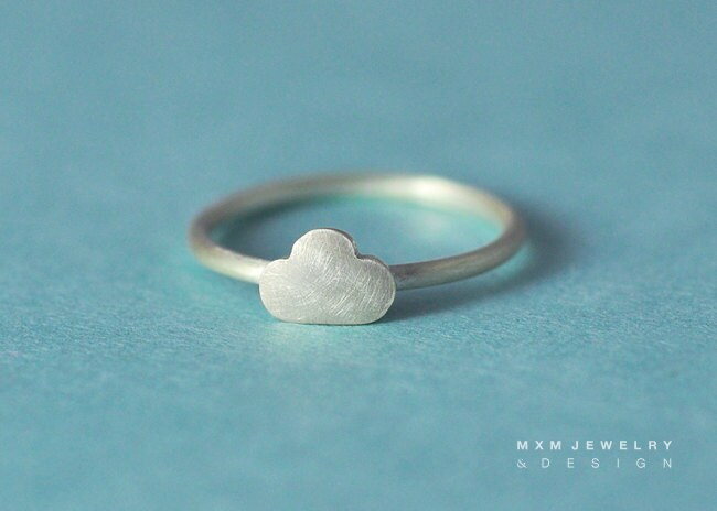 Sterling Silver Tiny Cloud Ring - Etsy