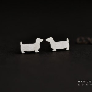 Sterling Silver Dachshund/Basset Dog & Bone Stud Earrings image 4