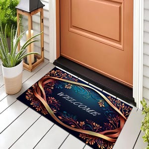 Front and Back Door Floral Doormat Set, Personalized Floral Entry Rug, Non-Slip Welcome Mat