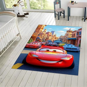Lightning McQueen Rug: Kids Room Decor, Race Car Play Carpet