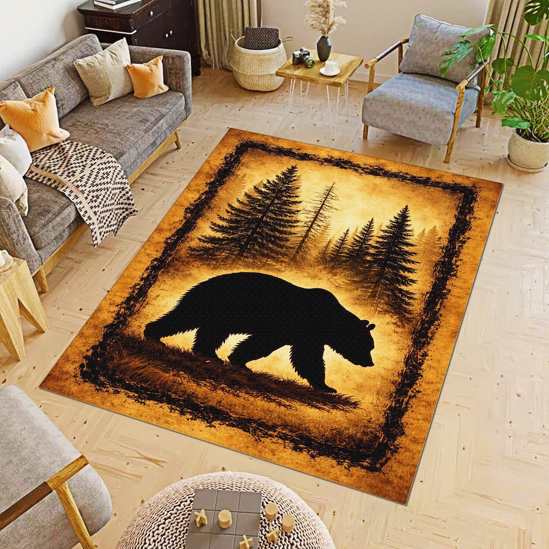 Vintage Style Bear Rug: Forest Animal Design - Etsy