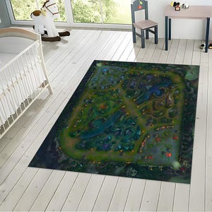 League of Legends Summoner’s Rift Digital Rug | Gamer Room Decor | Fantasy Game Map Carpet | LoL Gift for Esports Fans