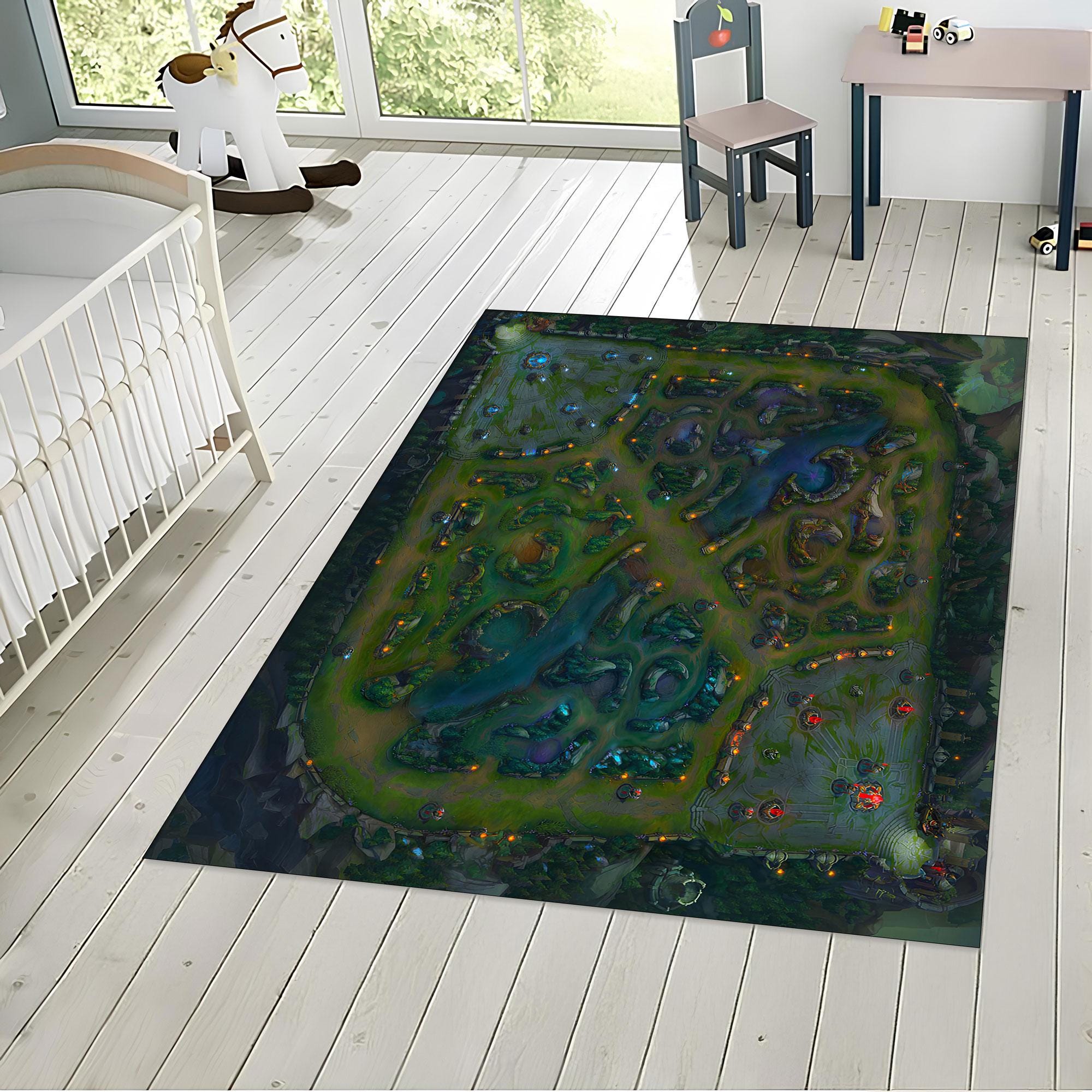 League of Legends Summoner’s Rift Digital Rug | Gamer Room Decor | Fantasy Game Map Carpet | LoL Gift for Esports Fans