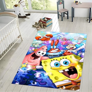 SpongeBob SquarePants Rug, Colorful Kids Room Carpet, Cartoon Character Floor Mat, Playroom Decor, Fun Gift for Boys & Girls