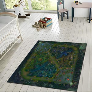 League of Legends Summoner's Rift digitaal vloerkleed | Gamerkamerdecoratie | Fantasiespelkaarttapijt | LoL-cadeau voor esports-fans