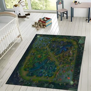 League of Legends Summoner’s Rift Digital Rug | Gamer Raum Dekor | Fantasy Spiel Map Teppich | LoL Geschenk für Esports Fans