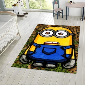 Handmade Tufted Minion Rug: Funny Kids Room Decor