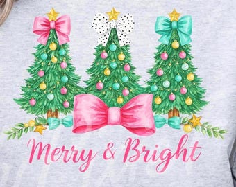 Pink Christmas Tree PNG, Kawaii Xmas Clipart (Digital Download)