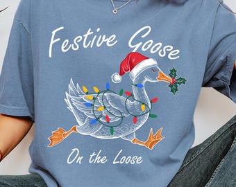 Festive Fowl Sublimation PNG, Holiday Lights Duck Design, Funny Digital Download