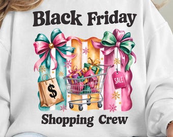 Black Friday Shopping Crew PNG, Watercolor Clipart (Digital Download)