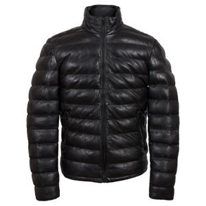 Men&#39;s Real Leather Puffer Jacket Soft Sheepskin Black/Brown Quilted Winter Jacket, Unique Gift for Him, Padded Leather Jacket