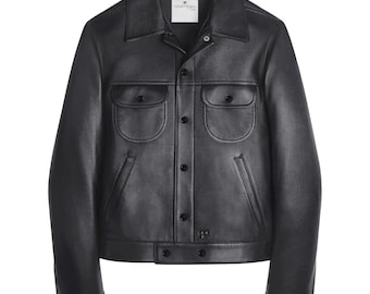 Courrèges Signature Leather Shirt Jacket: Handmade Sheepskin jacket