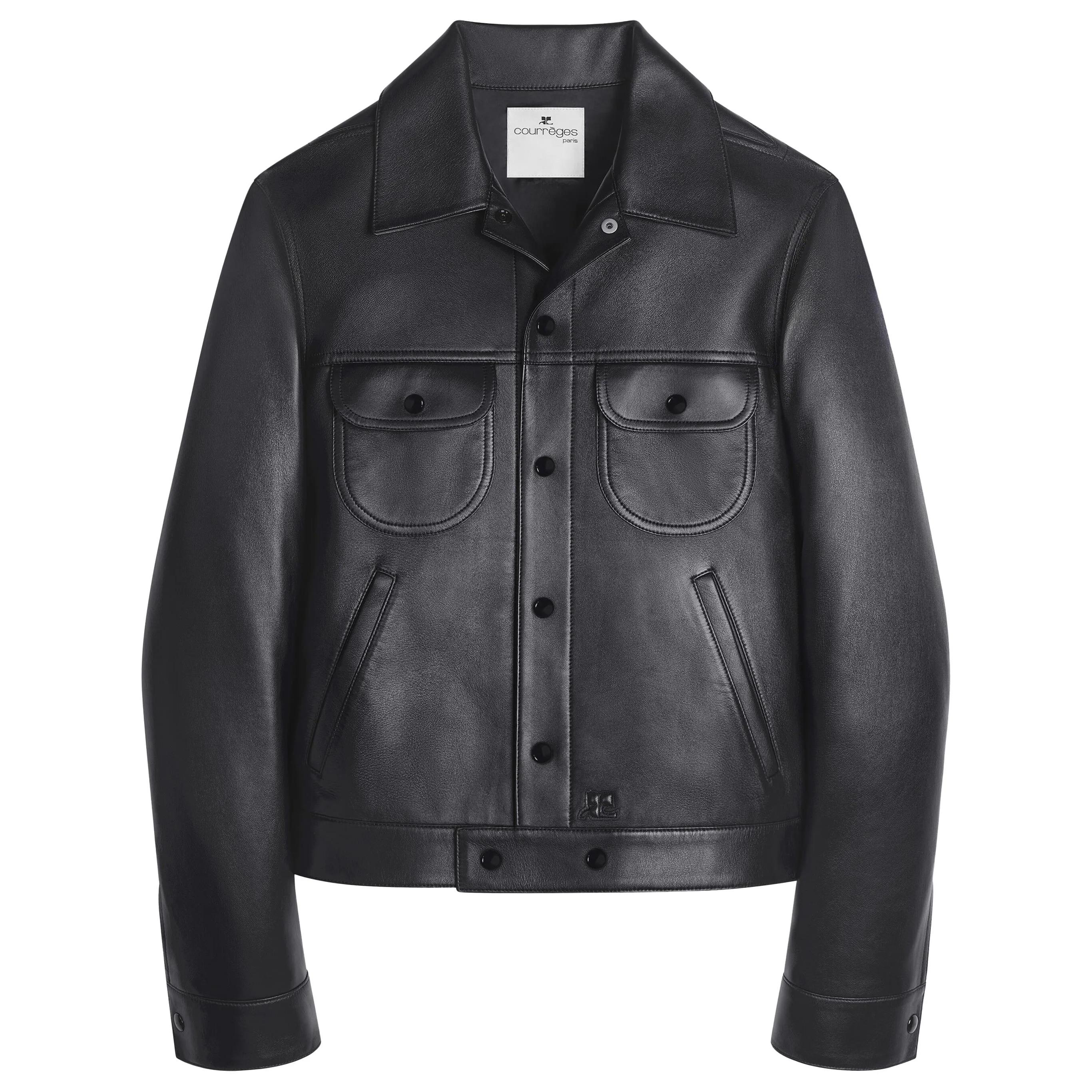 Courrèges Signature Leather Shirt Jacket: Handmade Sheepskin 