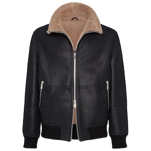 Brunello Cucinelli nubuck-effect shearling bomber jacket with rib knit collar: Men's Luxury Jacket image 6