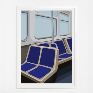 Arte de parede de trem CTA, impressão minimalista de trânsito de Chicago, decoração de parede de pôster digital da cidade da moda, impressão para download de arte de metrô