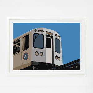 Arte de parede de trem CTA, impressão minimalista de trânsito de Chicago, decoração de parede de pôster digital da cidade da moda, impressão para download, arte de metrô