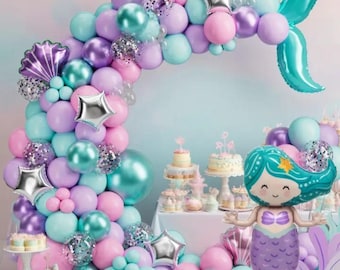 Mermaid Balloon Set – Under the Sea Birthday Party Decorations, Ocean Theme Balloons for Kids Party