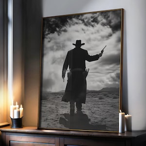 Cowboy Wand Kunst, Schwarz-Weiß-Kunst, Vintage Wandkunst, Wilder Westen Fotokunst, Bauernhaus Dekor groß, Wilder Westen Poster, Southwestern Dekor