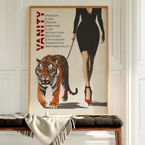 Vintage vrouw canvas poster, eclectische muurkunst, vrouwen retro muur decor, esthetische canvas kunst, grappige retro muur kunst decor, ijdelheid decor