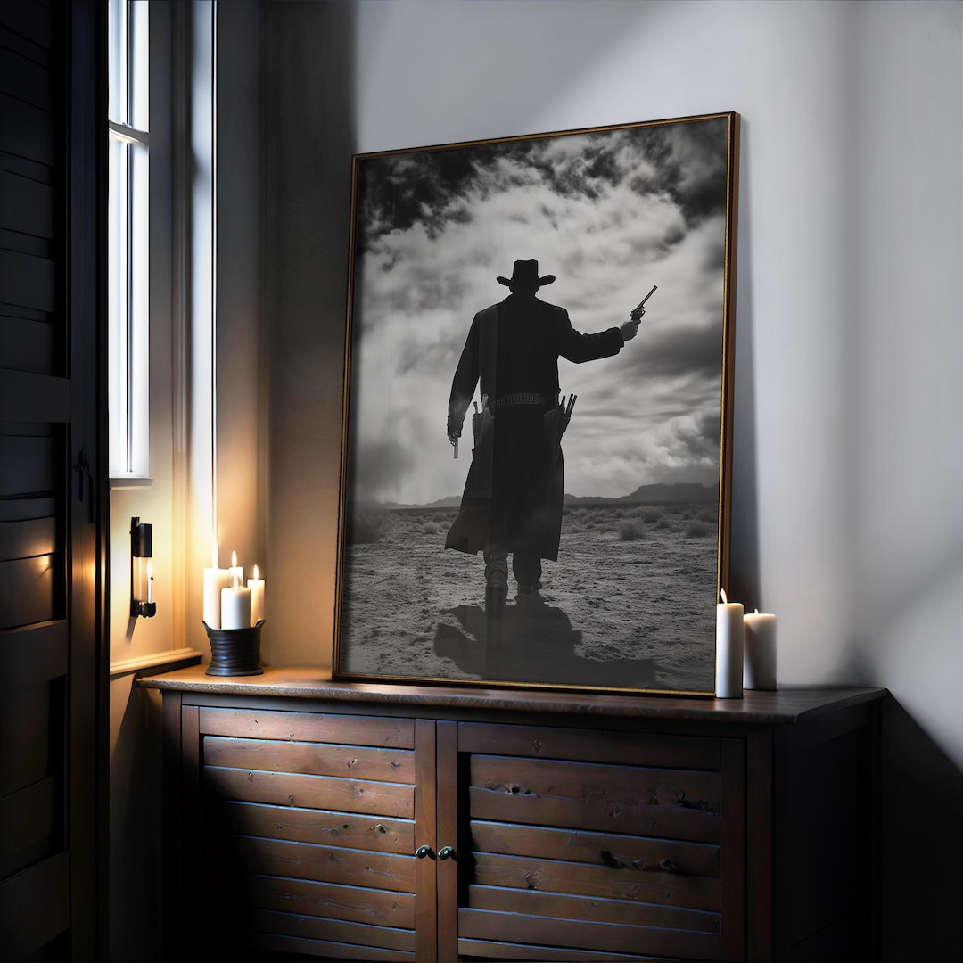 Cowboy Wall Art, Black and White Art, Vintage Wall Art, Wild West Photo ...