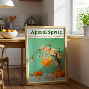 Aperol Spritz Cocktail Poster, italienisches Cocktail Poster, Barwagen Dekor, Aperol Spritz Wandkunst, Aperol Spritz Cocktail Kunstdruck,