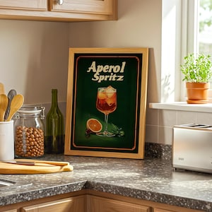 Aperol Spritz Wall Art, Aperol Spritz Cocktail Recipe Poster, Italian Cocktail Poster, Bar Cart Decor, Aesthetic Girly Trendy Drinks Poster