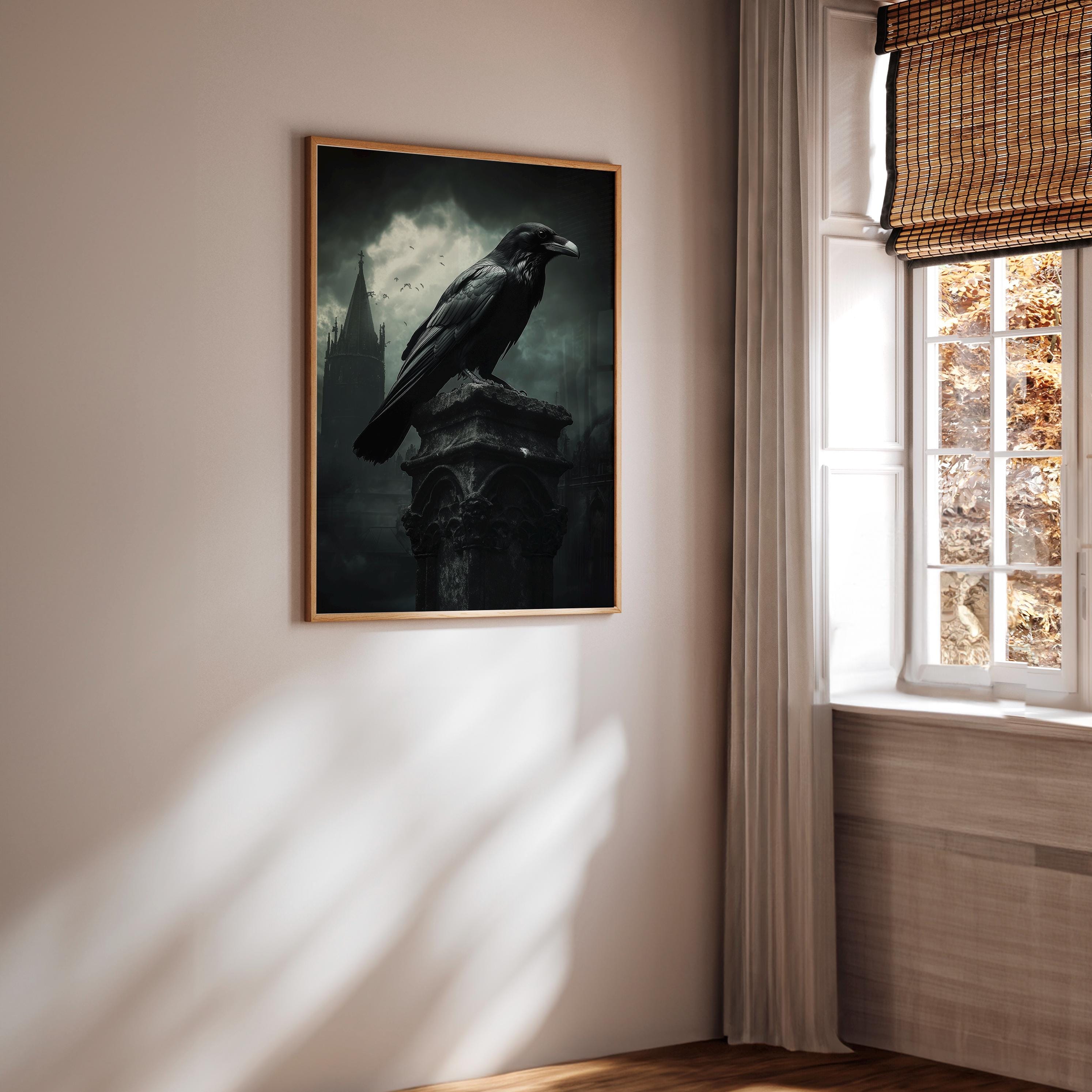 Dark Academia Raven Wandkunst – Vintage-Kunstdruck Auf Leinwand, 40,6 X 61 Cm, Gothic-Deko