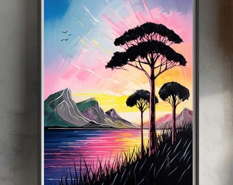 Colorful Sunset | Printable Digital Download | Creative Clay and Chaos | DIGITAL Wall Art | Poster Digital Print Wall Decor |