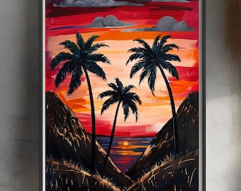 Red Sunset | Printable Digital Download | Creative Clay and Chaos | DIGITAL Wall Art | Poster Digital Print Wall Decor |