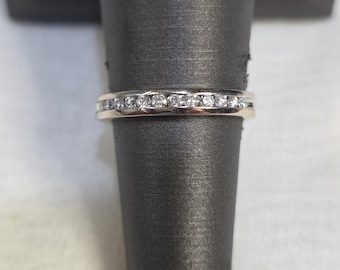 Estate natural diamond band ring 14k white gold size 5.75