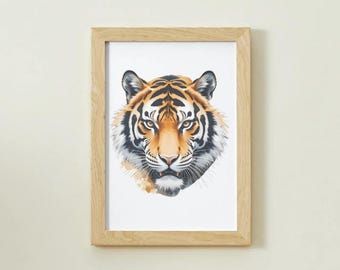 Tiger Japanese Digital Print - Vibrant Wall Art, Asian-Inspired Decor, Unique Home Decoration, Print for Animal Lovers, Nature Aesthetic