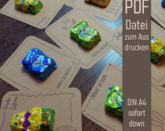 Easter card for sweets PDF template – printable insert DIY