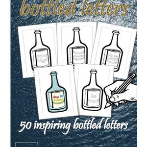 Cartas inspiradoras embotelladas: Un libro para colorear digital inspirador / Libro para colorear / 50 páginas / Descarga instantánea en formato PDF