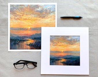 Cloudscape Giclee Print, Sunset Landscape Painting, Elo Wobig