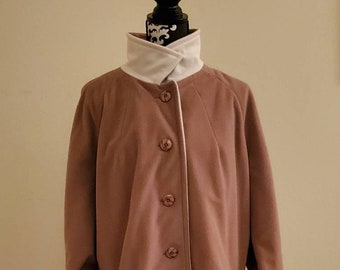Kashmiracle by Wellington Coat 1970s Wool Overcoat Like Cashmere Brown Camel Taupe Beige Cream Lining Winter